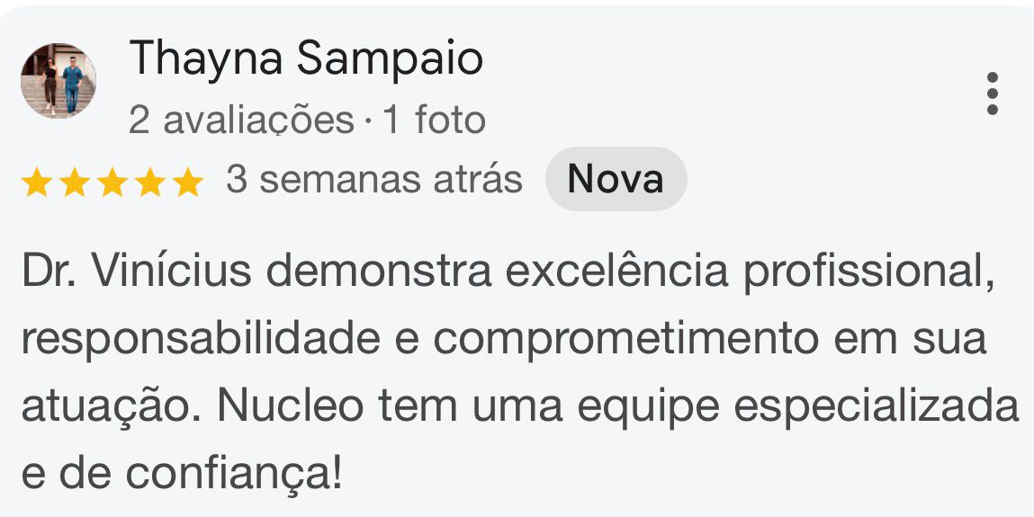 Avaliação de Thayna Sampaio no Google — 5 estrelas